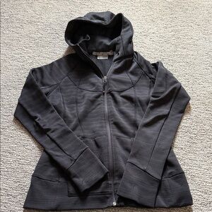 Athleta Black Hooded Full-Zip Bomber Jacket